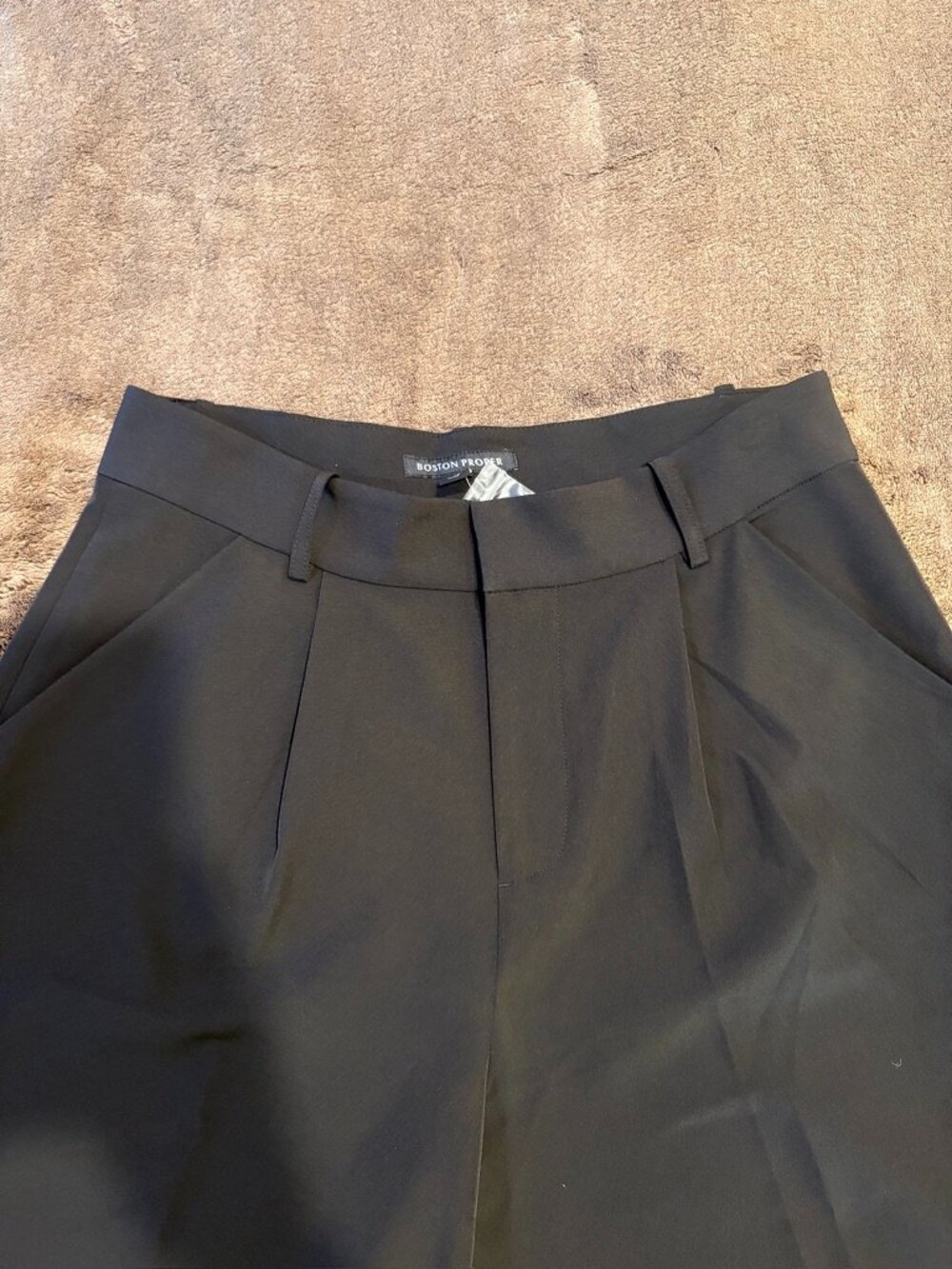 Boston Proper Black Wide Leg Pleated Trouser Pants Size 12